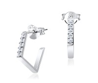 Designed Half Square Silver Stud Earring STS-3211